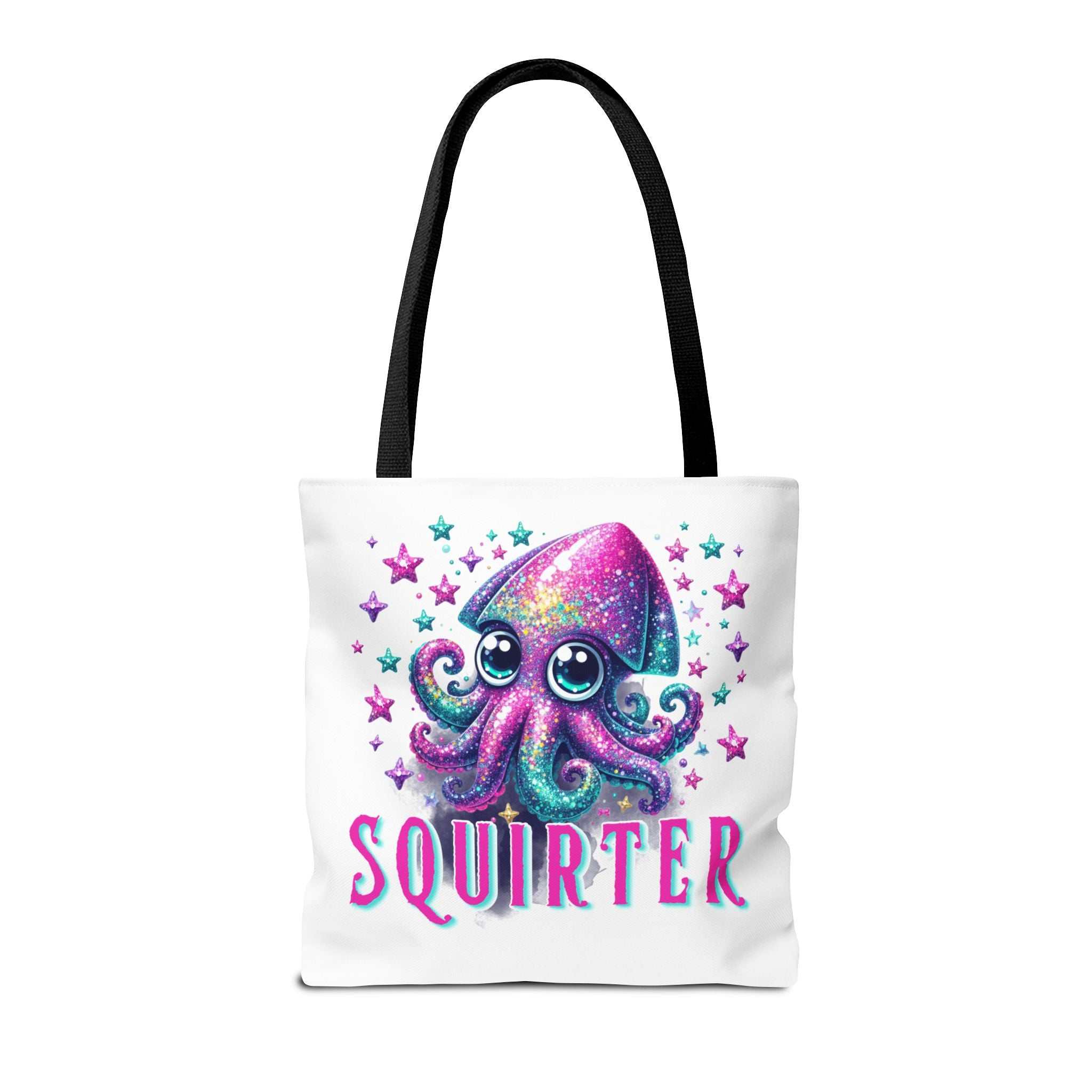 Cheeky Squirter Squid Tote Bag with playful design and durable spun polyester fabric