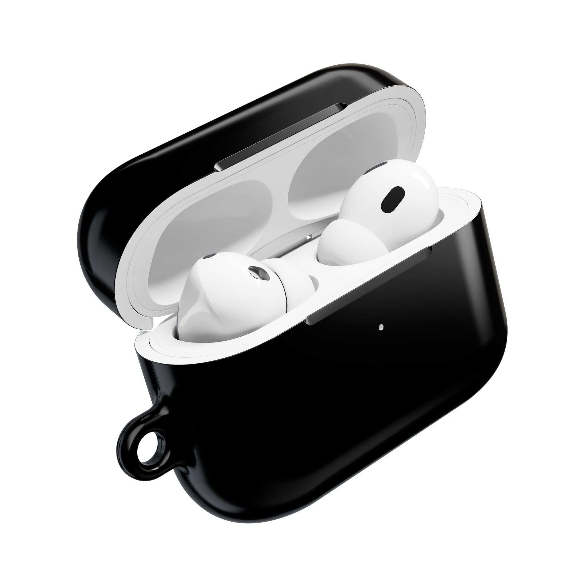 Black AirPods/Pro protective hard shell case with glossy finish and slim design