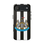 Newcastle United Magsafe iPhone Case with black and white stripes and club crest, durable dual-layer protection, MagSafe compatible