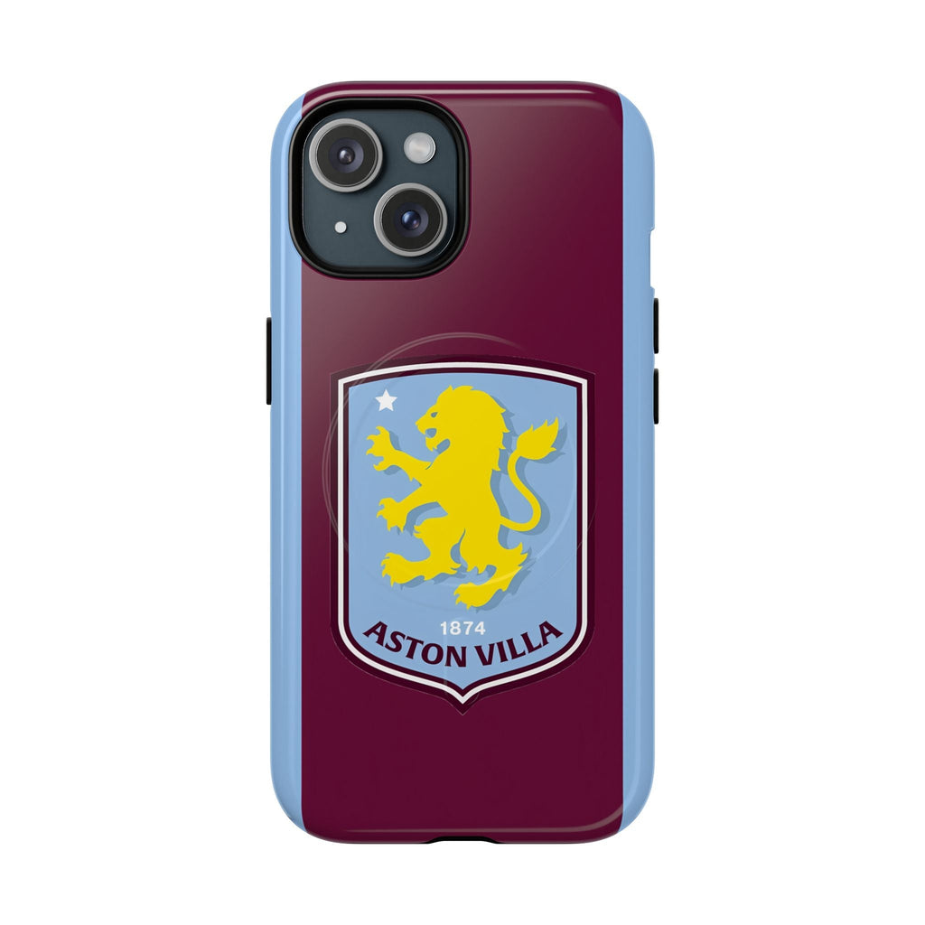 Aston Villa Magsafe iPhone Case with claret and blue colors and club crest, dual-layer protection, and MagSafe compatibility.