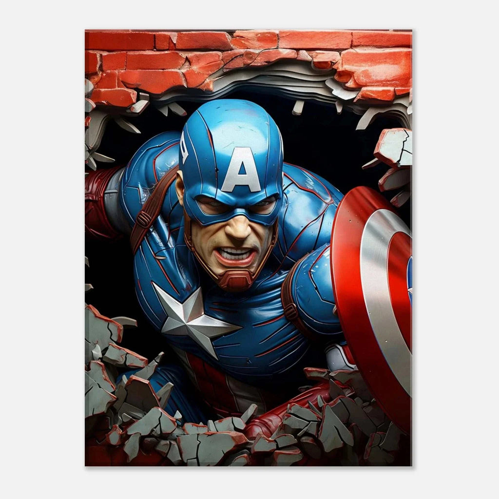 Captain America Wall Canvas with bold dynamic superhero artwork for vibrant room decor.