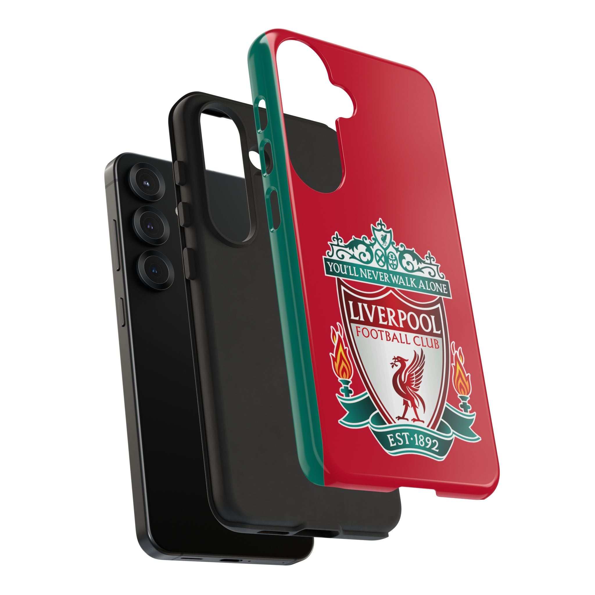 Liverpool FC Magnetic shockproof Samsung Galaxy case in red with dual-layer protection and wireless charging compatibility