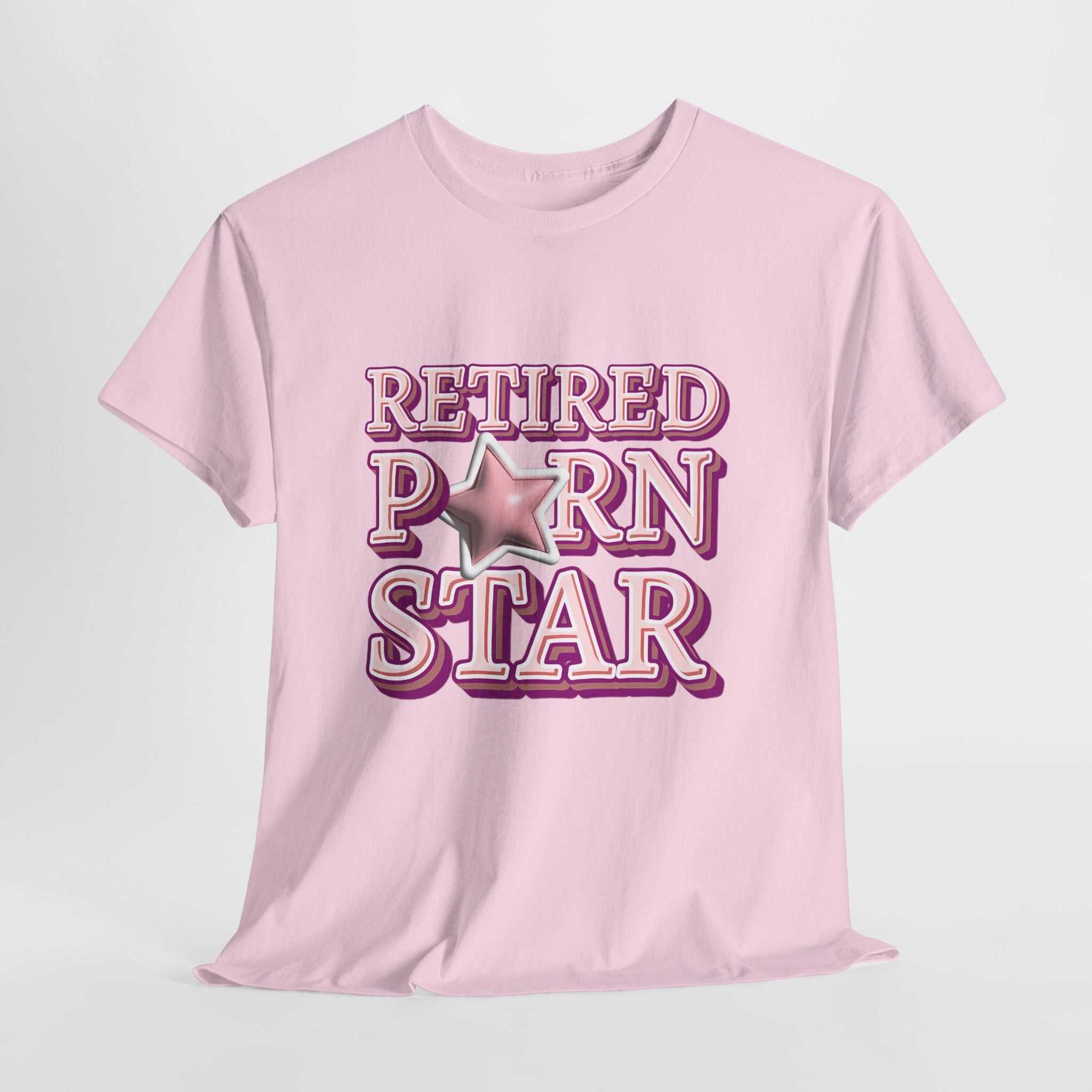 Black Retired Porn Star T-Shirt with bold humorous design and soft 100% cotton fabric