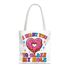 Glaze My Hole Donut Tote Bag with cheeky donut design and cotton straps