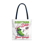 Cheeky Quote Pickle Tote Bag with fun design, durable spun polyester, multiple sizes and handle colors, perfect for everyday use