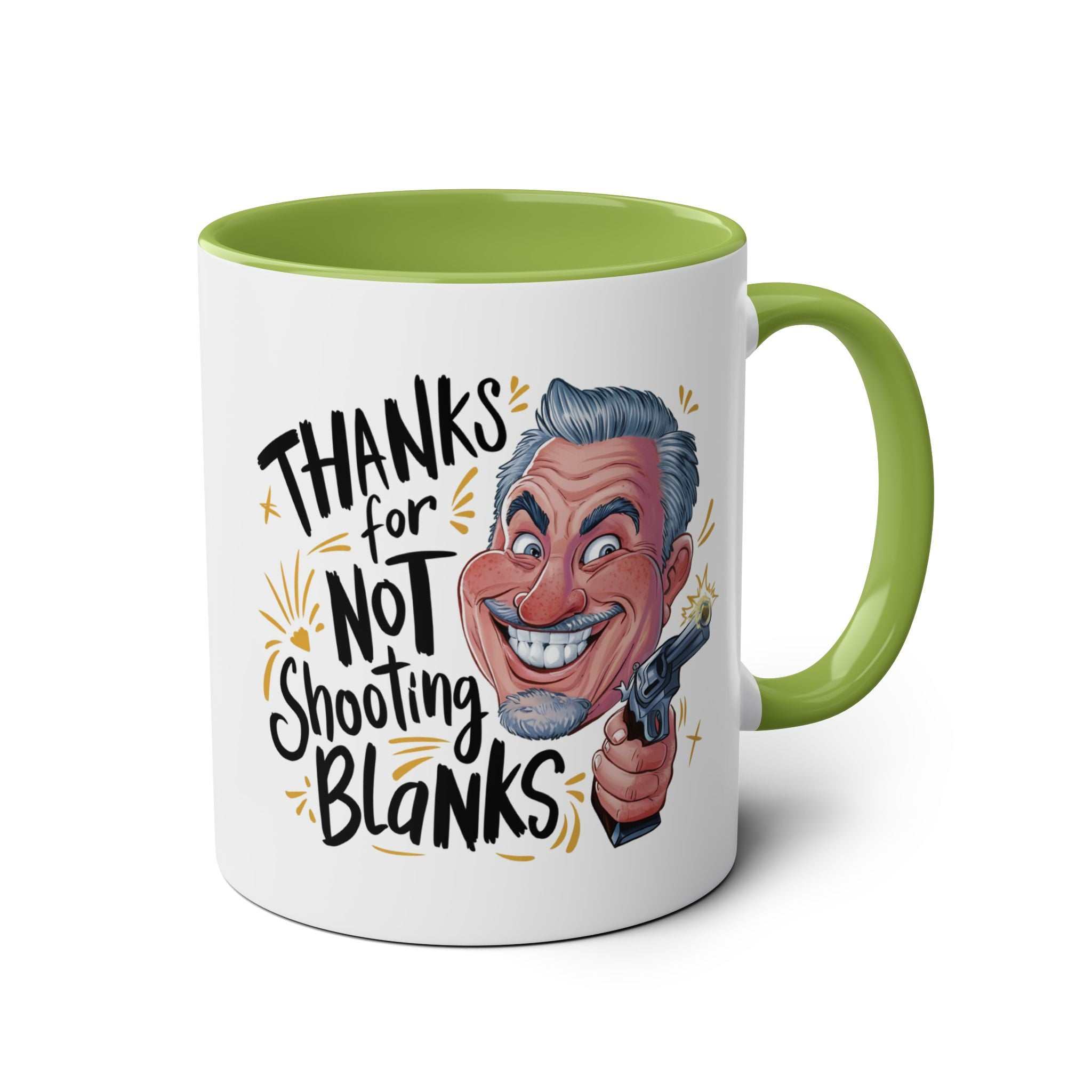 Fun Fathers Day Gift Mug with humorous graphic, perfect for gifting dads; available in 6 colors, 11oz ceramic, microwave and dishwasher safe.