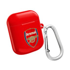 Red Arsenal FC AirPods case with club logo and silver carabiner clip