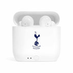 White Tottenham Fc wireless earbuds with charging case featuring fan-inspired club crest design
