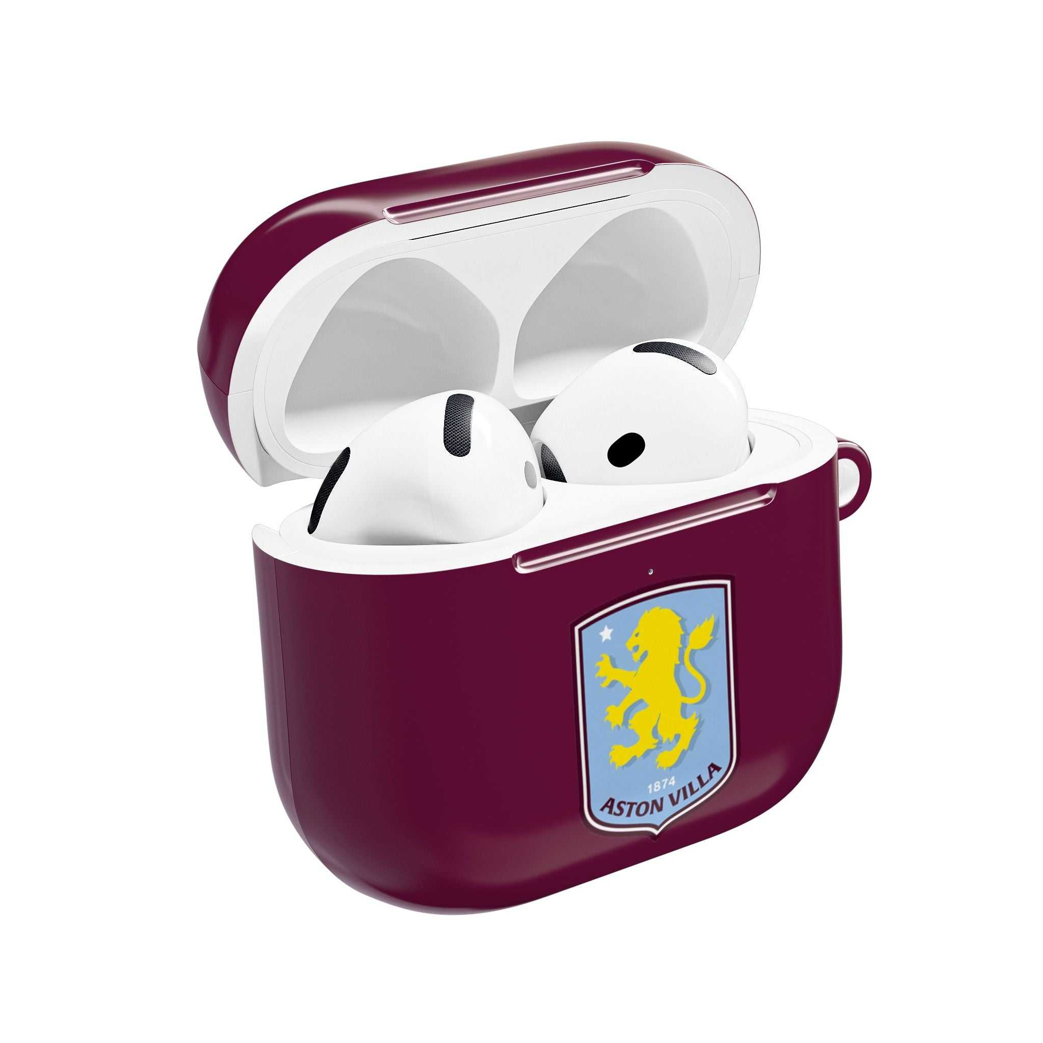 Aston Villa FC AirPods protective hard case in claret with team crest for AirPods and AirPods Pro