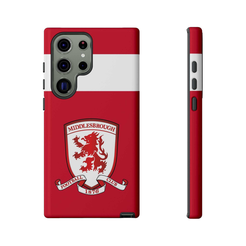 Middlesbrough Magnetic Samsung Case with red club colors and dual-layer protection for wireless charging