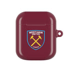 West Ham Utd FC AirPods protective case in claret with crossed hammers crest