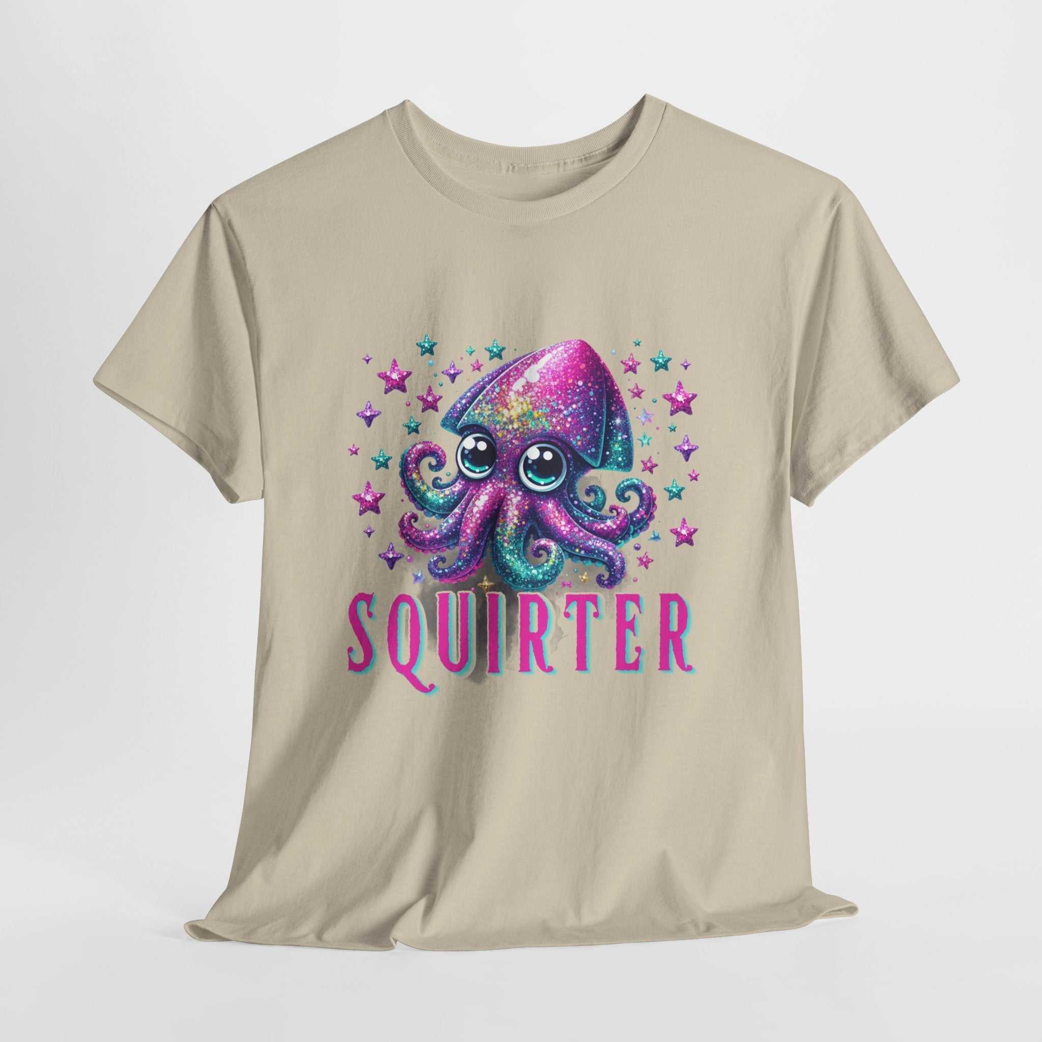 Squirter Fun Squid T-Shirt with playful squid graphic on soft cotton tee