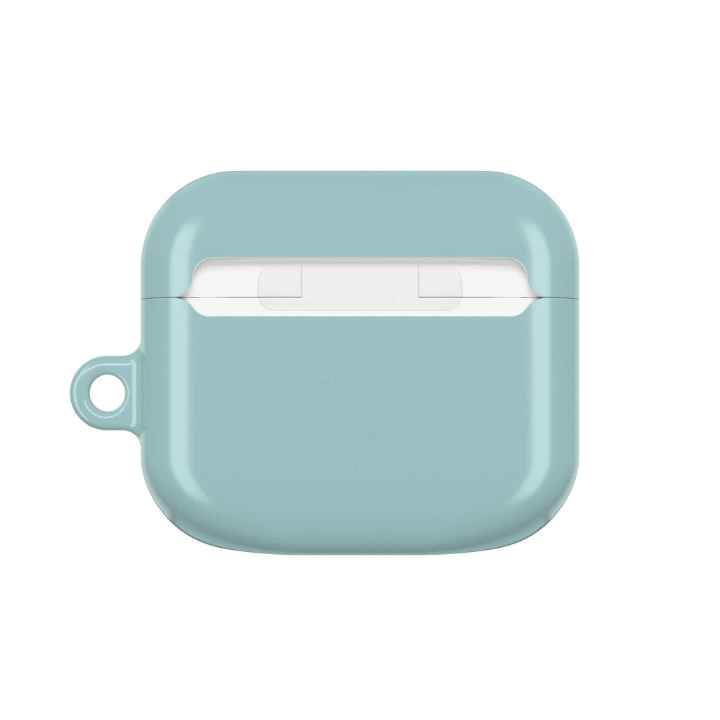 Teal green hard shell protective case for Apple AirPods and AirPods Pro with glossy finish and wireless charging compatibility