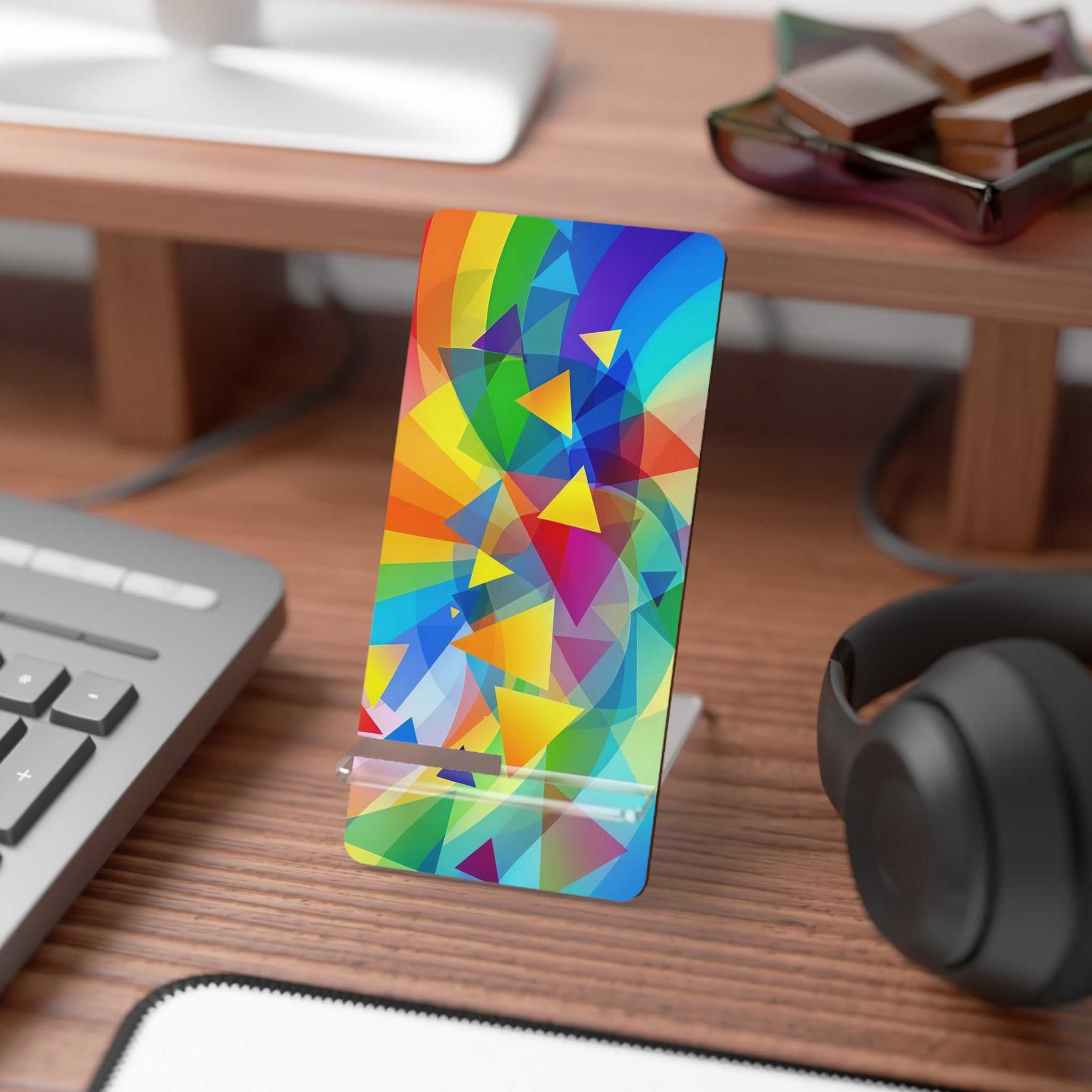 Vibrant Geometric Pride Phone Display Stand