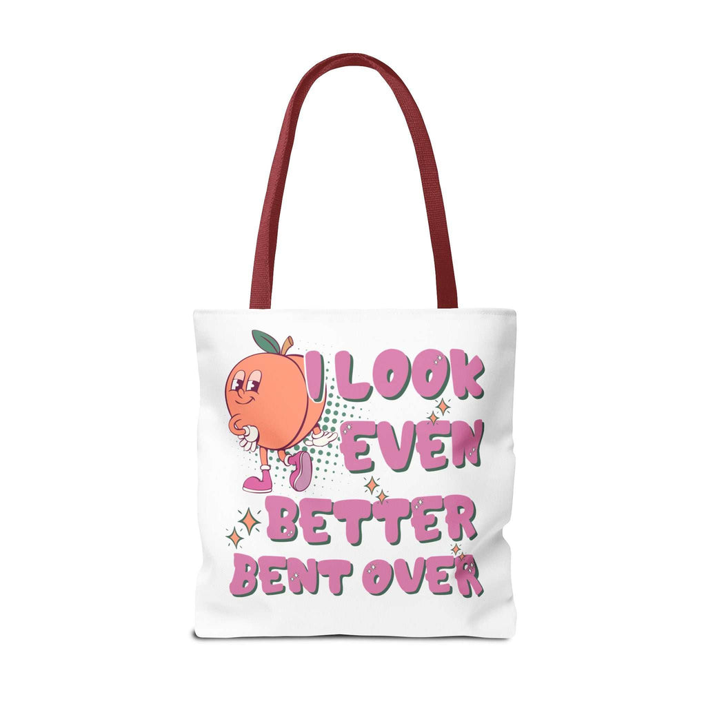 Cheeky Even Better Bent Over Tote Bag in multiple sizes with colorful handles and durable polyester fabric