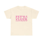 Funny Fet’s Luck Graphic T-Shirt with shamrock and playful design on soft cotton fabric