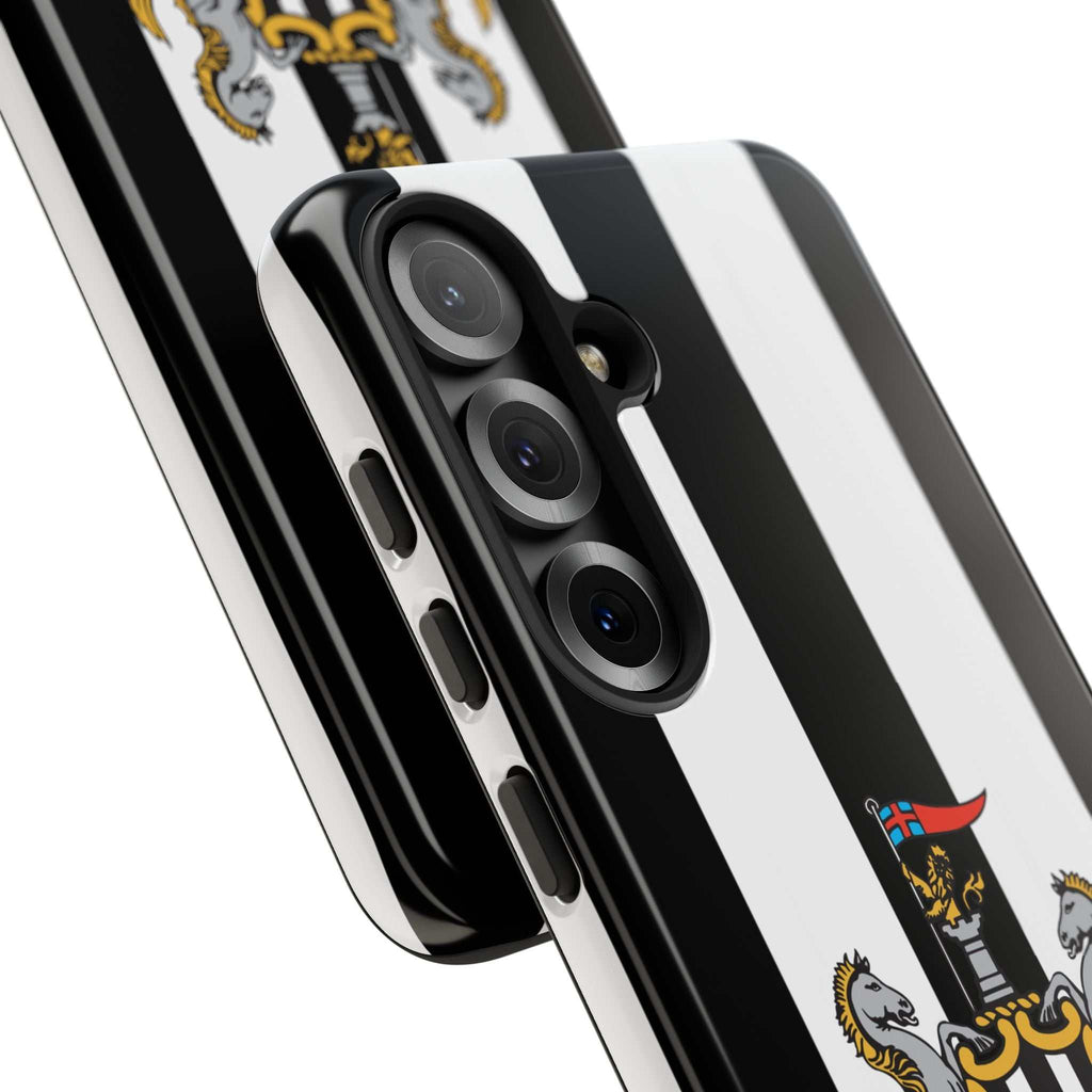 Newcastle United Samsung phone case with black and white colors and magnetic protection
