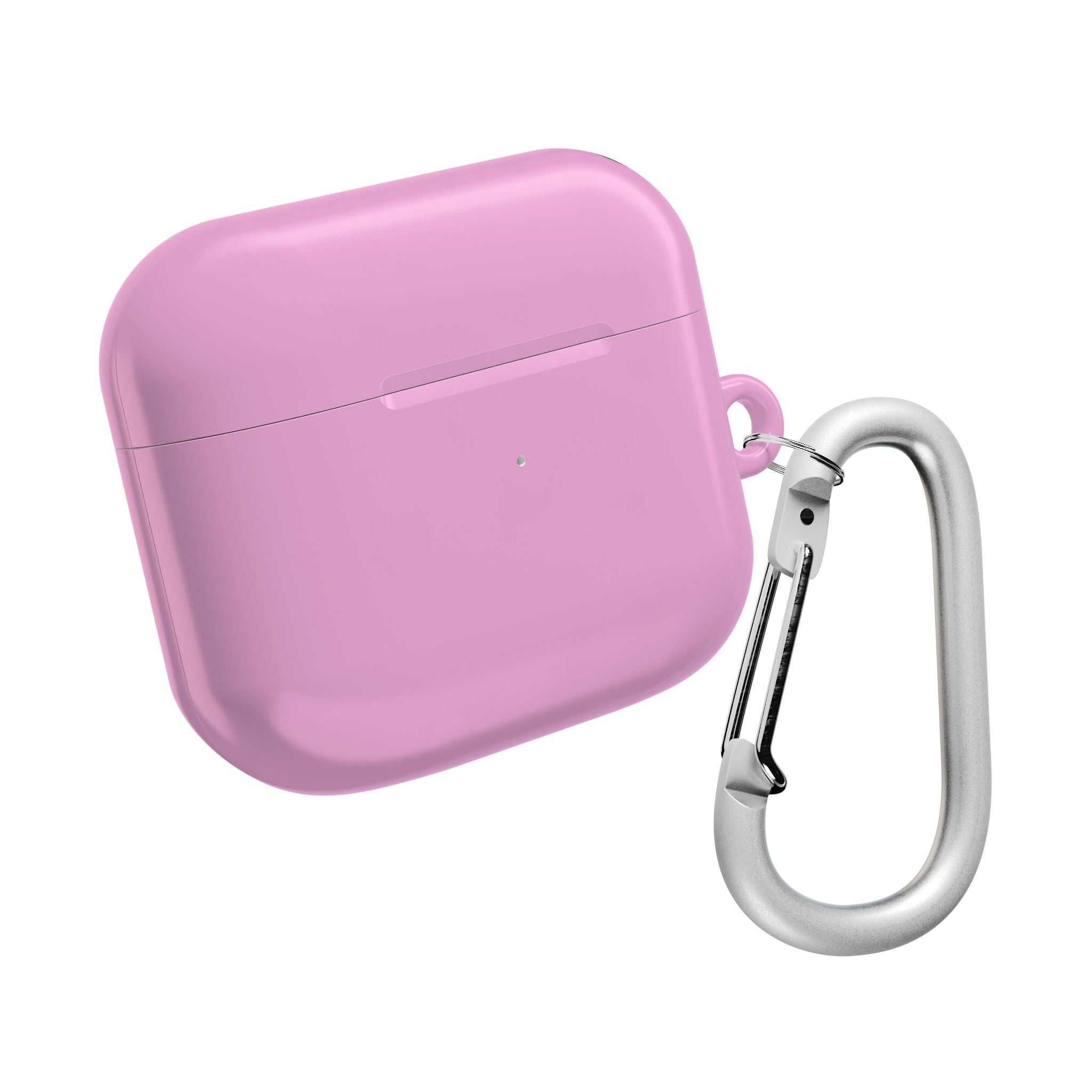 Dusky pink hard shell protective case for AirPods and AirPods Pro with carabiner clip and glossy finish