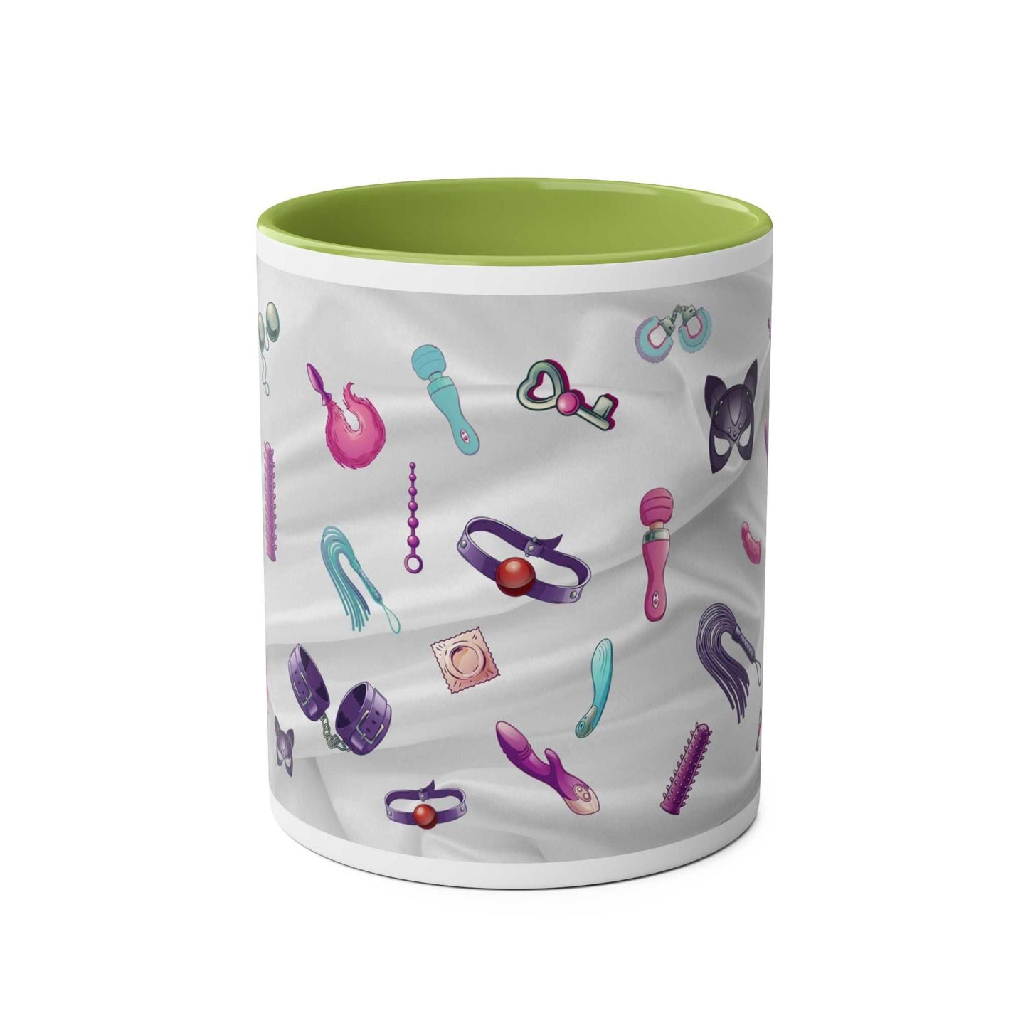 Playful Fun Sex Toy Coffee Mug with colorful design, 11oz ceramic, glossy finish.