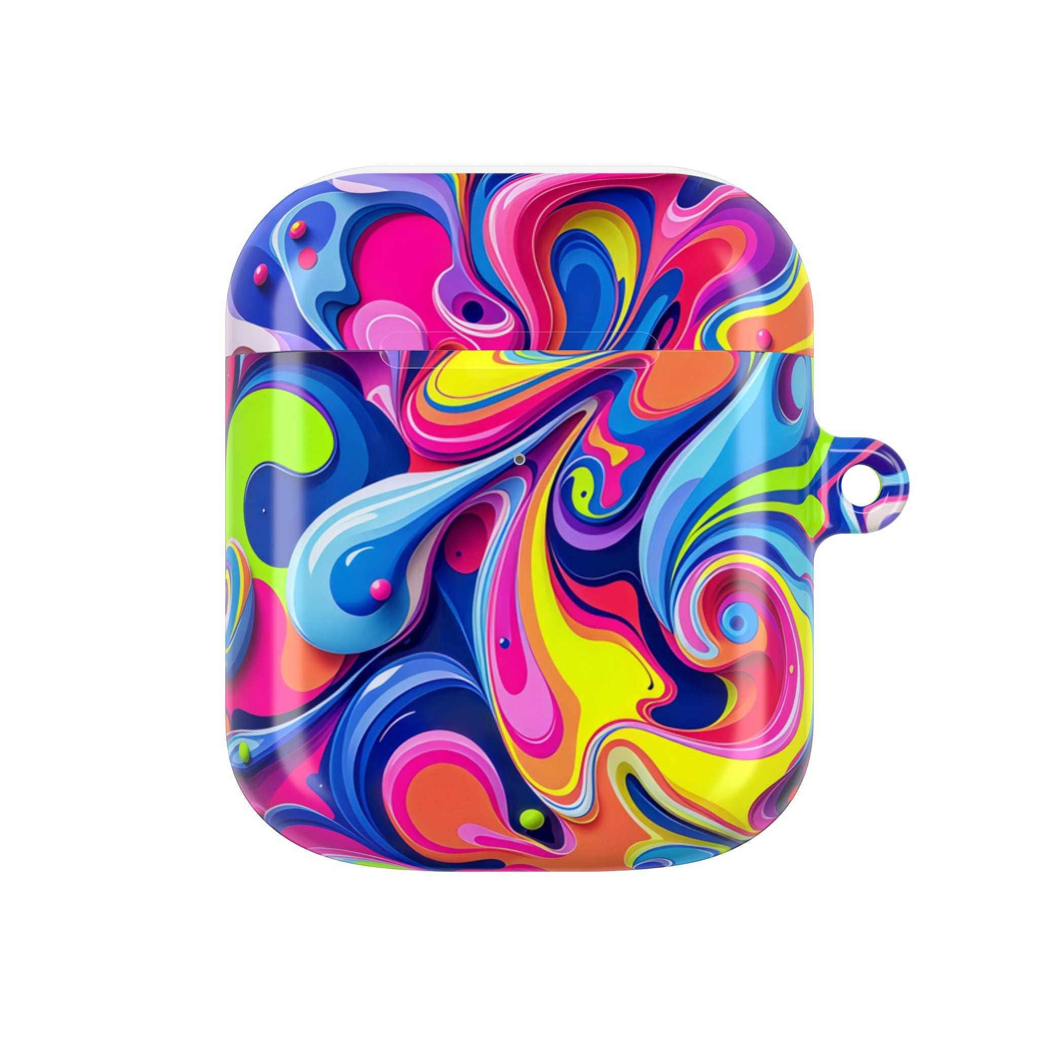Vibrant Colour Splash hard shell AirPods case with bright swirling colors and glossy finish