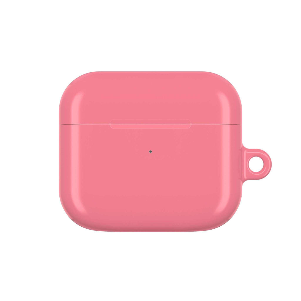 Light coral hard shell AirPods and AirPods Pro protective case with glossy finish and wireless charging compatibility
