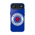 Rangers FC MagSafe iPhone case in royal blue with club crest, dual-layer protection, and MagSafe compatibility