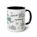 Fathers Day Gift Mug with heartfelt messages, glossy finish, 11oz ceramic, black handle.