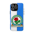 Blackburn Rovers MagSafe iPhone case with blue and white colors and club crest, dual layer protection, MagSafe compatible.