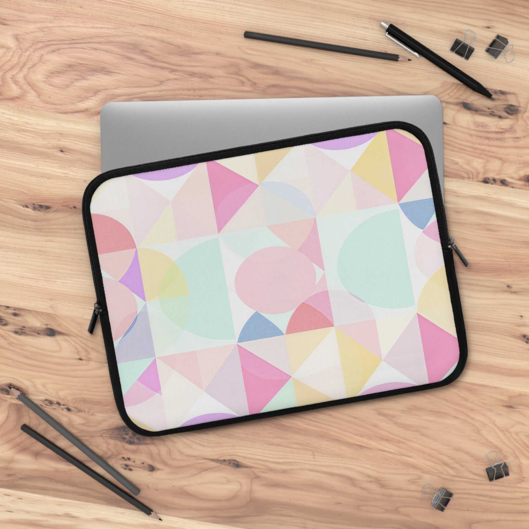 Pastel Geometric Print Laptop Sleeve