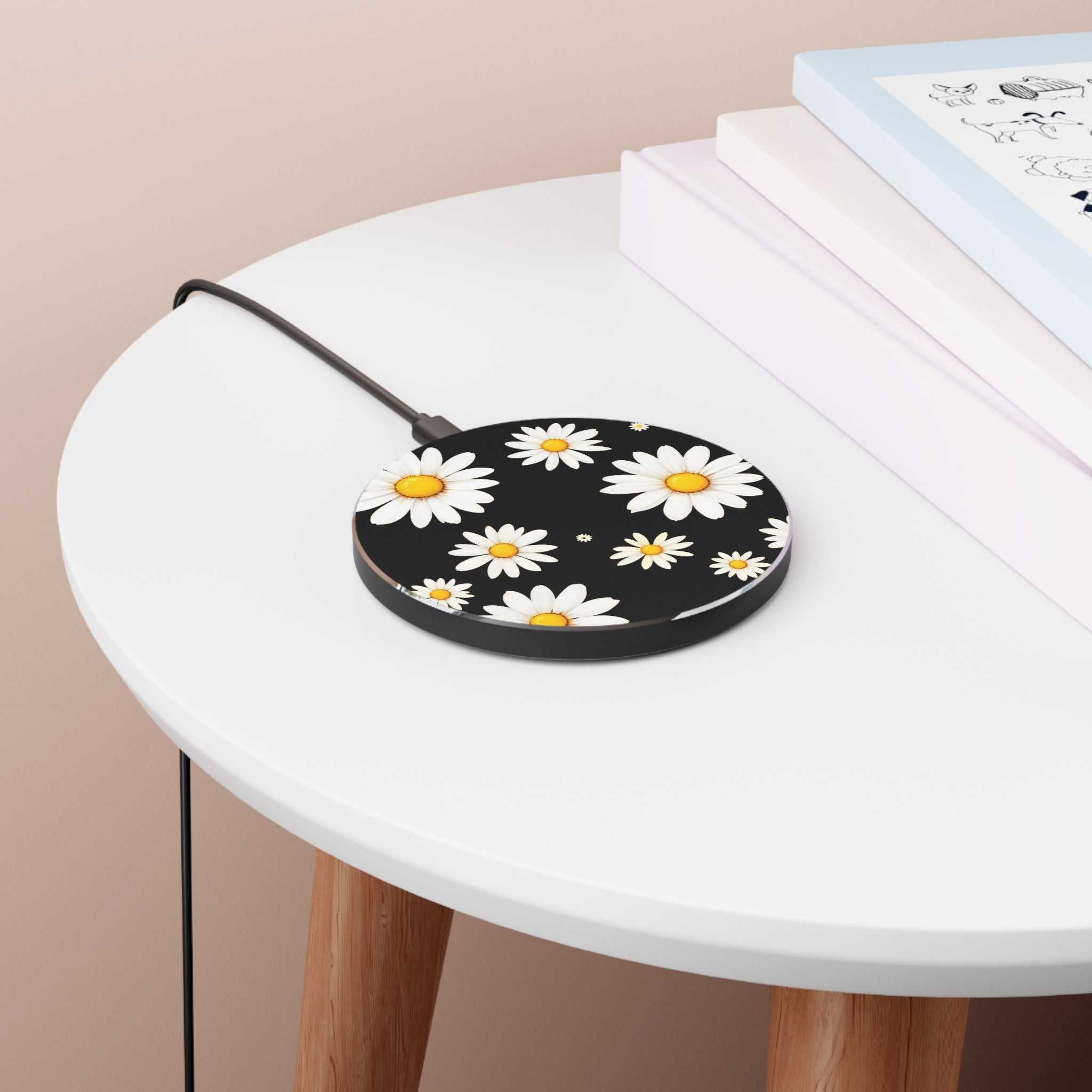 Black Daisy Design Wireless Charger