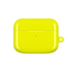 Bright yellow hard shell protective case for AirPods and AirPods Pro with glossy finish and wireless charging compatibility