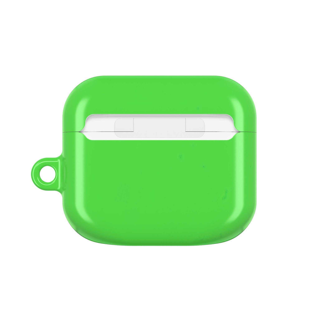 Lime green hard shell AirPods protective case with glossy finish and secure fit