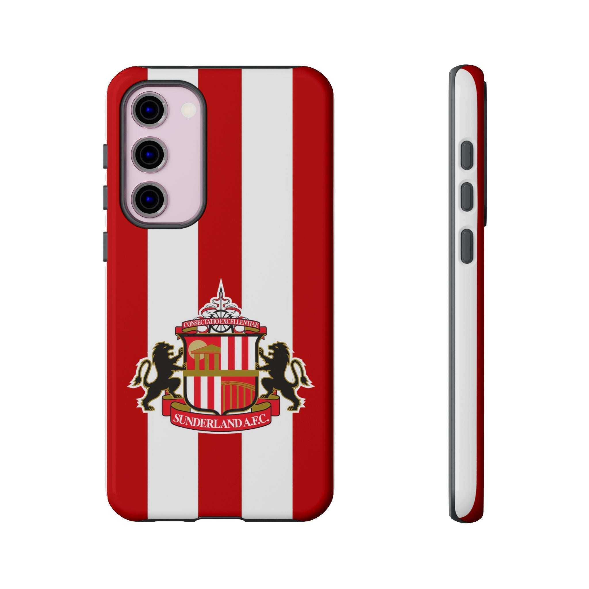 Sunderland FC Samsung phone case with magnetic feature and club crest in red and white colors