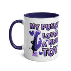 Cheeky Fun Coffee Mug with playful purple and black design and humorous slogan on glossy white ceramic, 11oz size, microwave and dishwasher safe