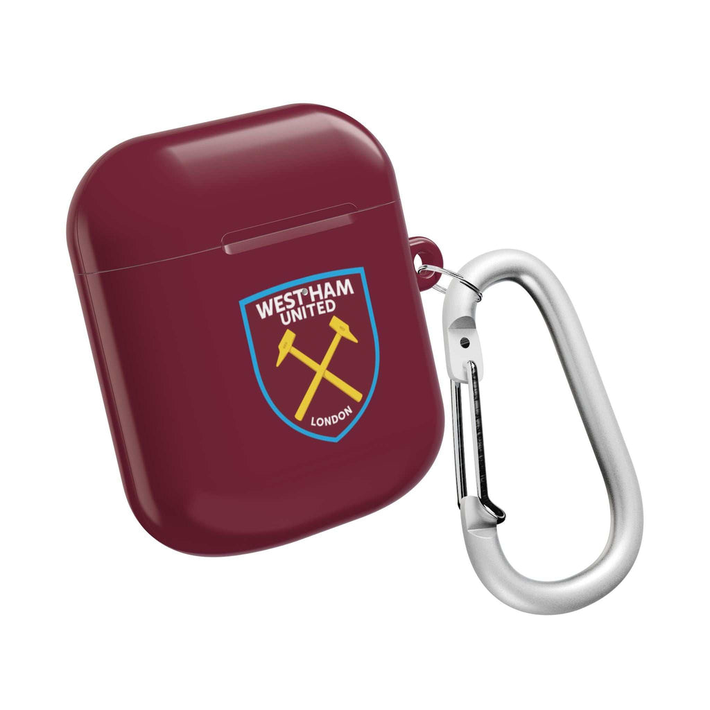 West Ham Utd FC AirPods Pro protective hard case with claret and blue colors and crossed hammers crest