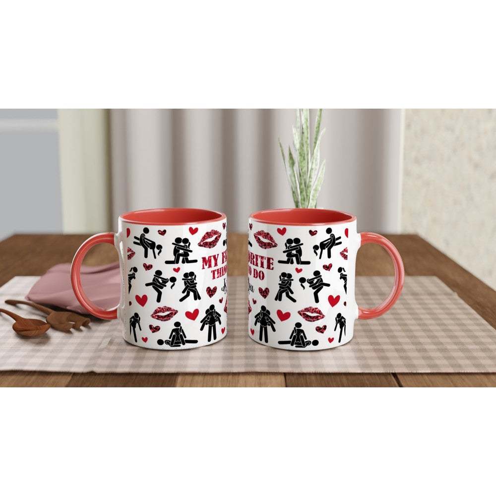 Cheeky Fun Valentines Day Mug with playful design and colored rim, perfect funny gift.
