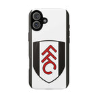 Fulham FC MagSafe iPhone case with black and white crest, dual-layer protection, and MagSafe compatibility