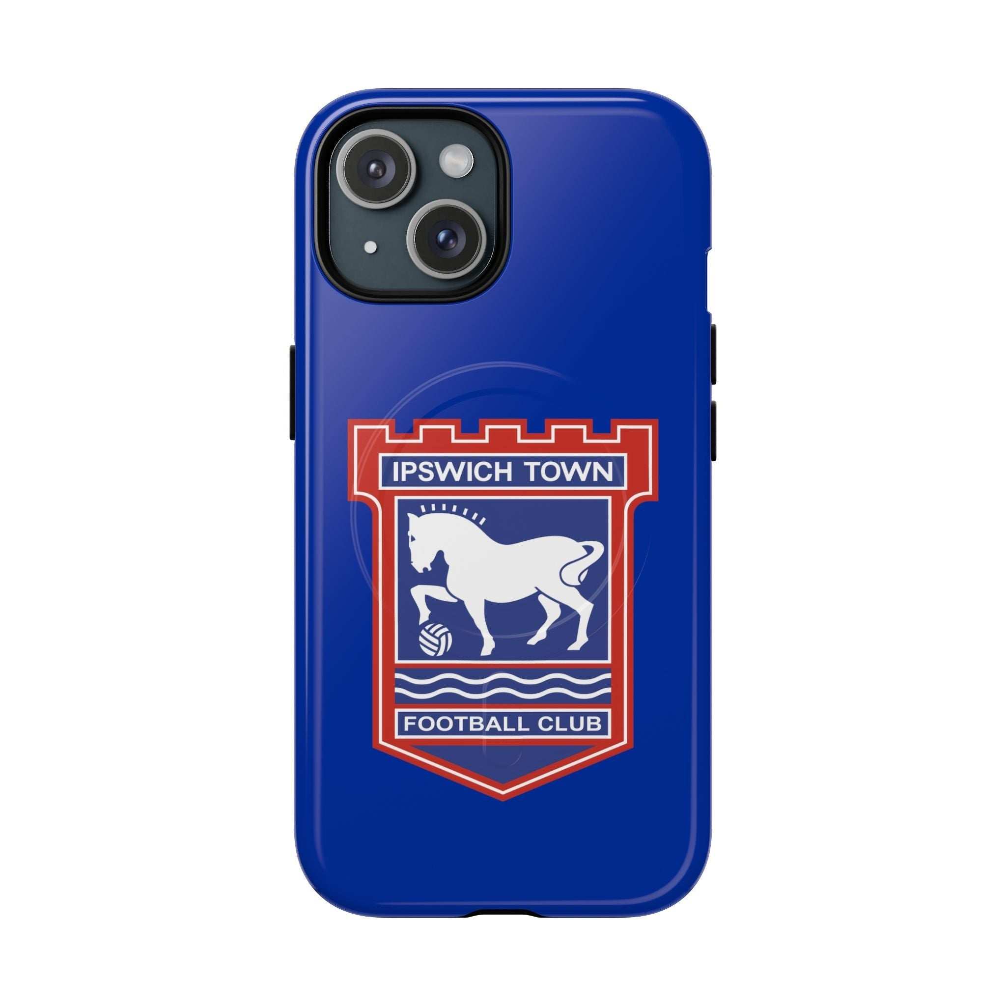 Ipswich Town MagSafe iPhone case with club crest and blue design for fan protection and wireless charging