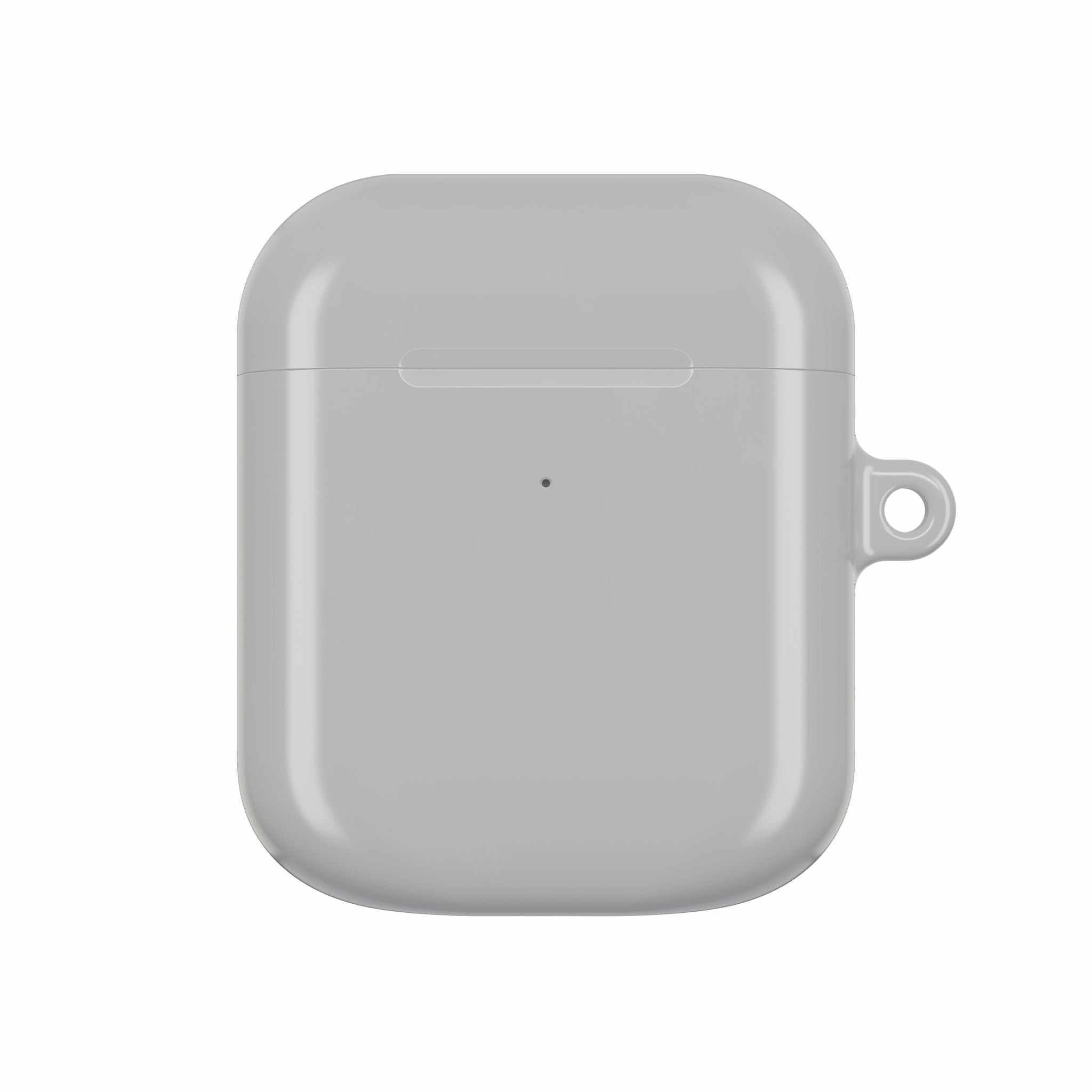 Silver AirPods Pro protective hard shell case with glossy finish and keyring loop