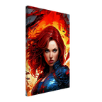 Captain Marvel wall canvas featuring bold, dynamic superhero artwork with vibrant colors.