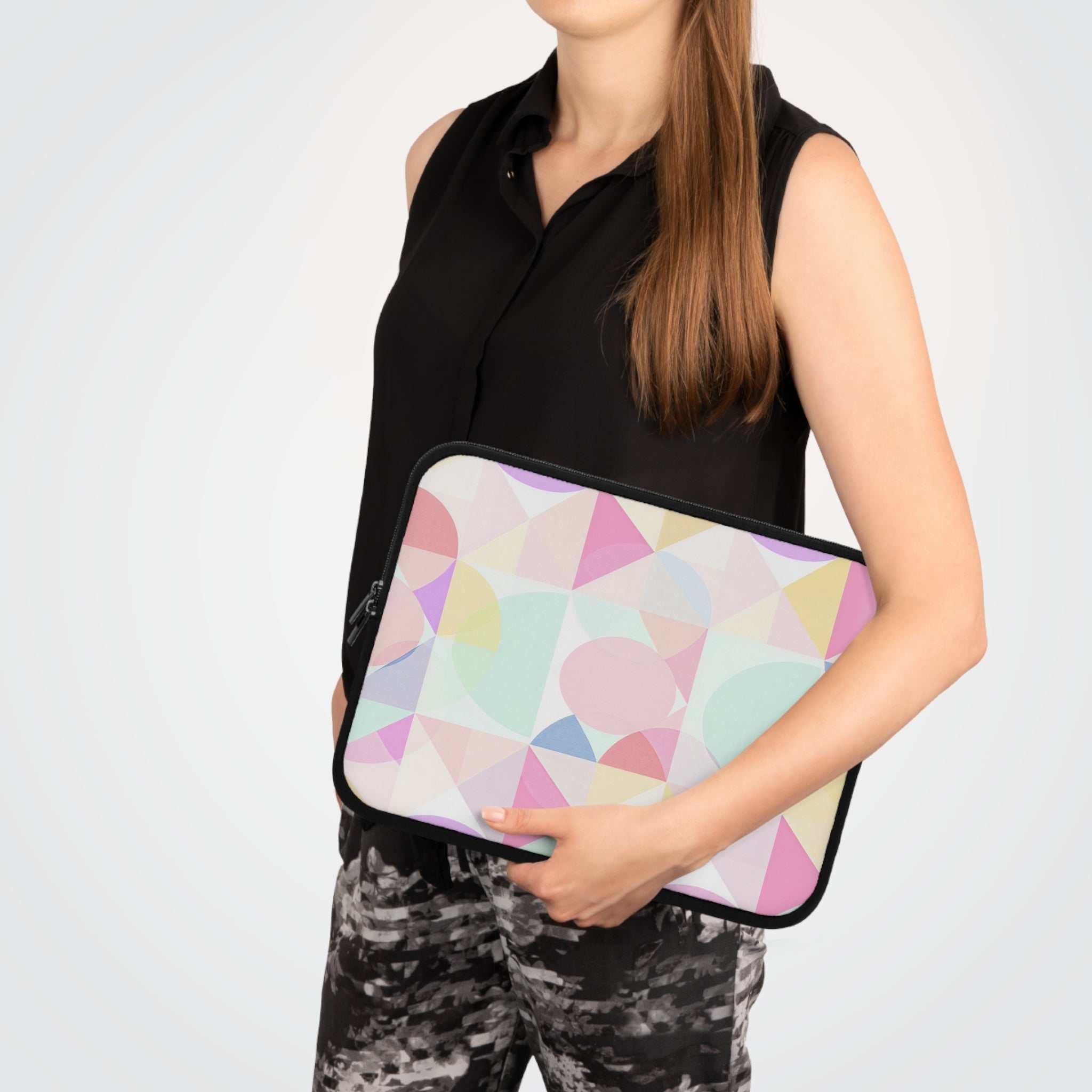 Pastel Geometric Print Laptop Sleeve