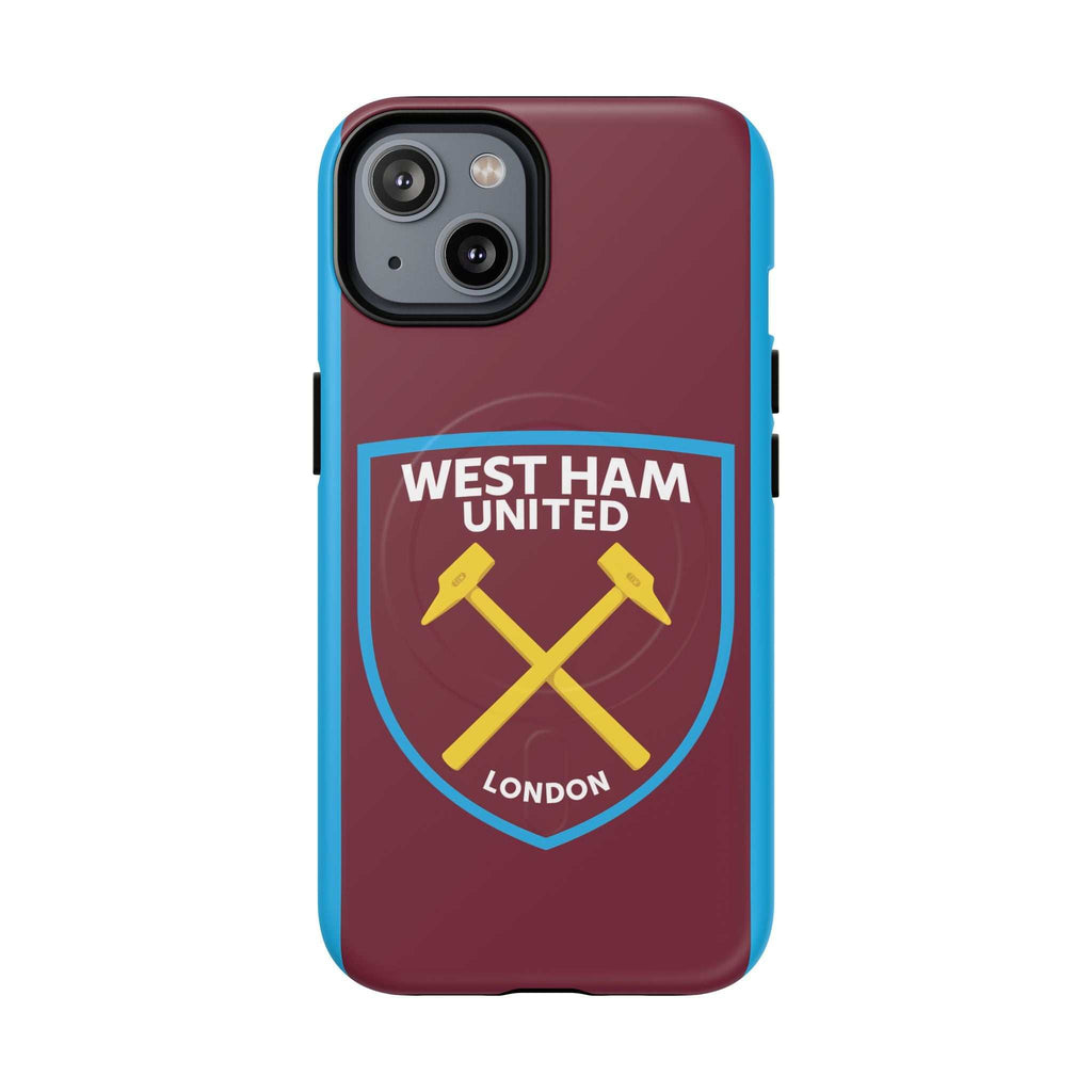 West Ham Utd MagSafe iPhone case with claret and blue colors and dual-layer protection