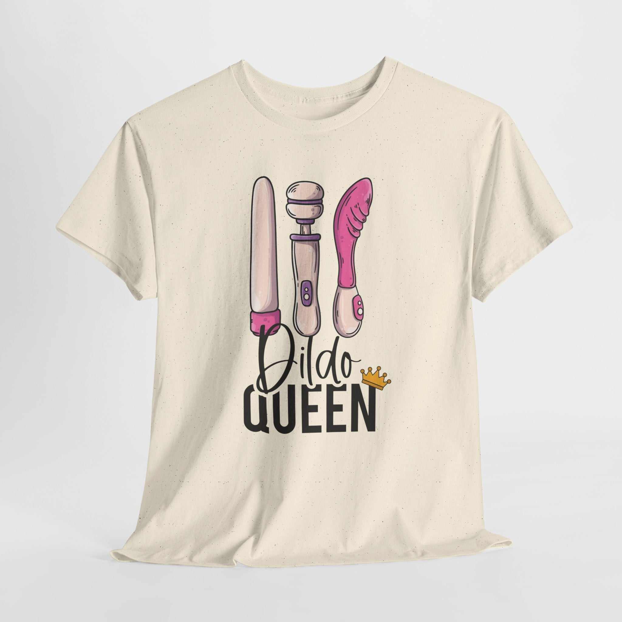 Dildo Queen T-Shirt bold cotton tee with cheeky graphic, perfect for parties and casual wear