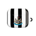 Newcastle Utd FC AirPods Pro protective hard case with black and white stripes and club crest