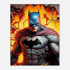 Batman Wall Canvas featuring Gotham's protector in vibrant print, available in various sizes and profiles, with FSC-certified wood frame.