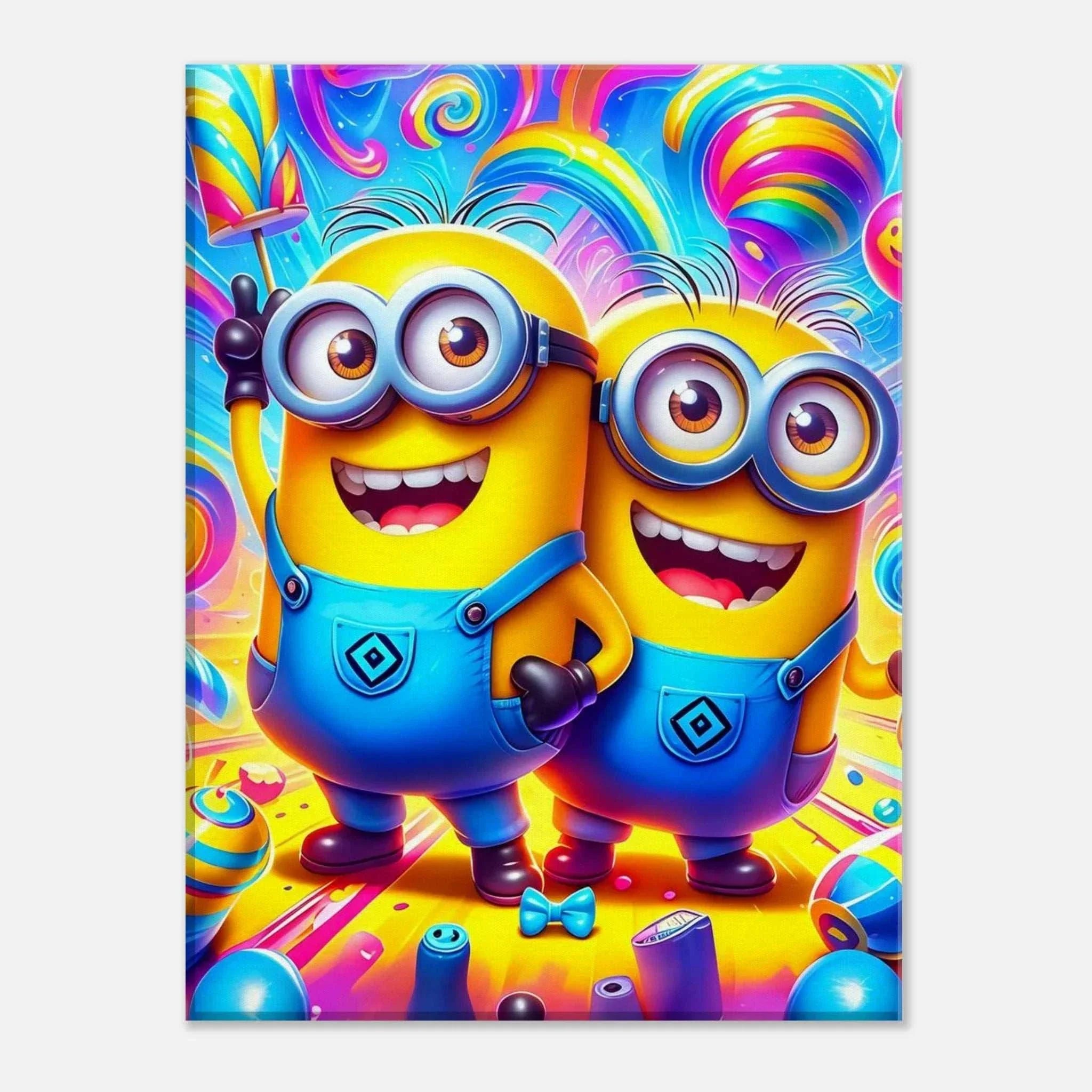 Minions Wall Canvas featuring vibrant yellow characters in colorful design.