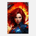 Captain Marvel wall canvas featuring bold, dynamic artwork with vibrant colors.