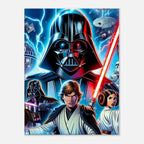 Star Wars wall canvas featuring iconic characters and scenes with vibrant colors.