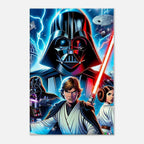 Star Wars wall canvas featuring iconic characters and vibrant scenes in bold colors.