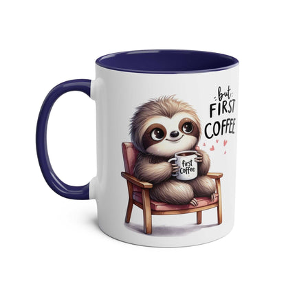cute sloth coffee mug with chair design and dark handle